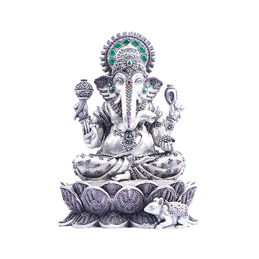 92.5 Silver Lotus Ganeshji Idol  – Spiritual Gift for New Beginnings